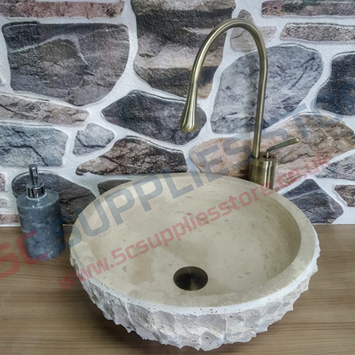 BOWL SPLIT TRAVERTINE WASHBASIN