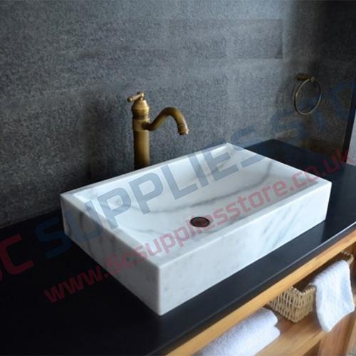 WHITE COTTON MARBLE WASHBASIN