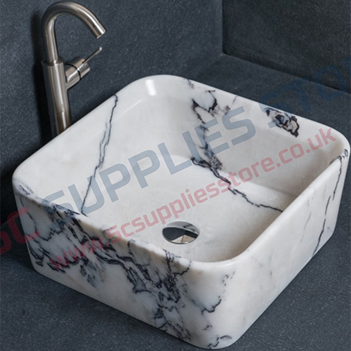 VEINED WHITE MARBLE WASHBASIN